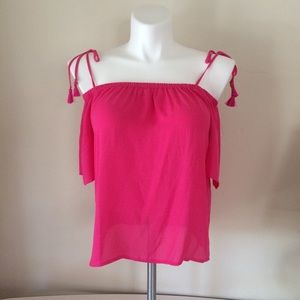 NWT J Crew sz 10 poly versatile top. Hot pink 3way